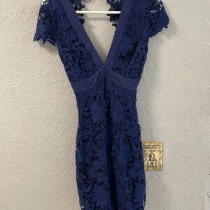 Navy Blue Flower Dress